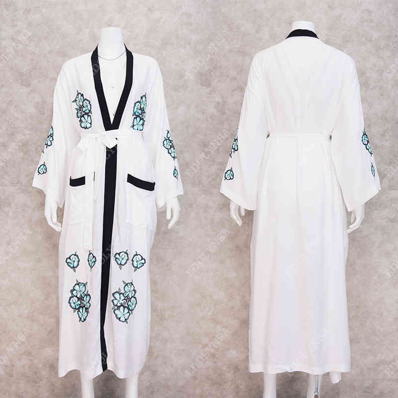 Bikini Cover-ups White Cotton Tunic Women Plus Size Beach Wear Swim Suit Cover Up Long Kimono Cardigan Robe de plage Q1005 210420
