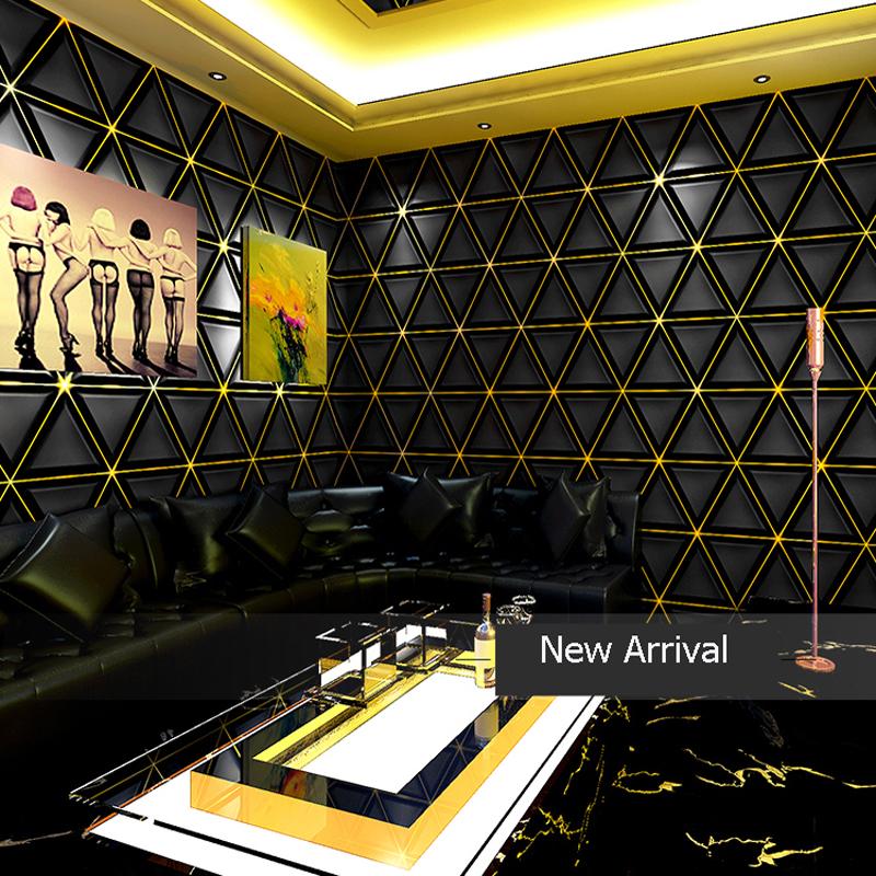 Wallpapers Luxury 3d Geometric Black Wallpaper Ktv Room Modern Bar Night Club Decorative Waterproof PVC Wall Paper P1076844817