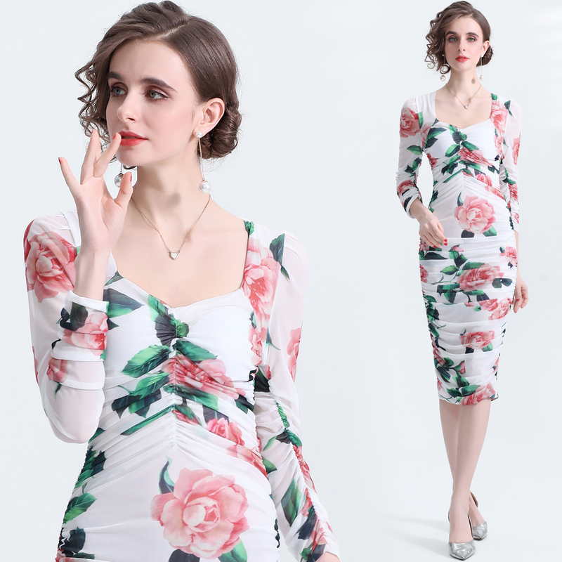 Wholesale New Arrival Summer Fall Vintage Print Square Neck Puff Sleeve Women LadiesTemperament Party Mesh pleated elastic Fanny pack buttock Sexy dress, Hlw8996
Wholesale New Arrival Summer Fall Vintage Print Square Neck Puff Sleeve Women LadiesTemperament Party Mesh pleated elastic Fanny pack buttock Sexy dress, Hlw8996