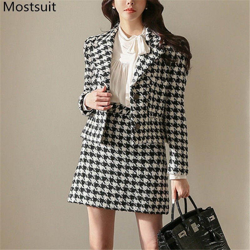 Hounstooth Wool&blend Two Piece Skirt Suits Sets Women Full Sleeve Blazer + Mini A-line Outfits Korean Elegant Ladies Set 210518, Houndstooth
Hounstooth Wool&blend Two Piece Skirt Suits Sets Women Full Sleeve Blazer + Mini A-line Outfits Korean Elegant Ladies Set 210518, Houndstooth