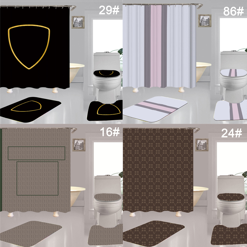 Modern Letters Printed Shower Curtains Designer Bathroom Floor Mats 4 Piece Set Toilet Seat Covers Bath Curtain Carpet
Modern Letters Printed Shower Curtains Designer Bathroom Floor Mats 4 Piece Set Toilet Seat Covers Bath Curtain Carpet