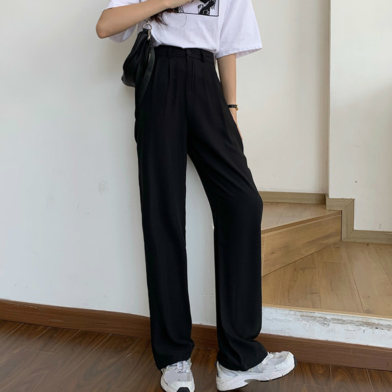Nomikuma Autumn Straight Suit Pants Korean Solid High Waist Elegant Long Trousers Causal Femme Pantalones De Mujer 6C094 210427