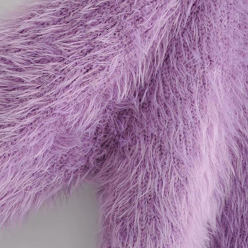 Sexy V-neck Long Sleeve Short Mohair Knit Women's Sweater Korean Style Loose Single Breasted Sweet Chic Female Coat 210507