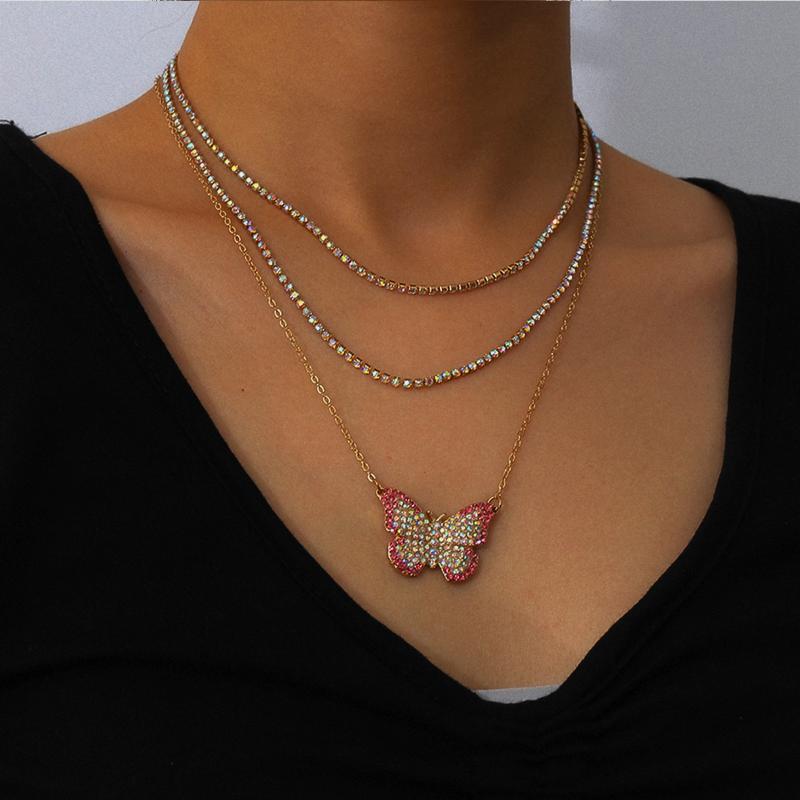 Luxury Metal Sweet Ins Fashion Jewelry Necklaces For Women Kpop Colorful Butterfly Pendant Necklace Tennis Chain
Luxury Metal Sweet Ins Fashion Jewelry Necklaces For Women Kpop Colorful Butterfly Pendant Necklace Tennis Chain