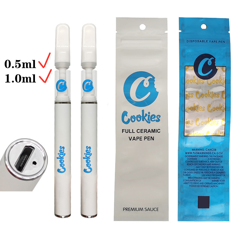 Cookies Full Ceramic Vape Pen 0.5ml 1.0ml 290mAh Rechargeable E-cigarettes Cartridges Lead Free Snap on Flat Tip Vaporizer Tank with packaging bags No Clogging
Cookies Full Ceramic Vape Pen 0.5ml 1.0ml 290mAh Rechargeable E-cigarettes Cartridges Lead Free Snap on Flat Tip Vaporizer Tank with packaging bags No Clogging