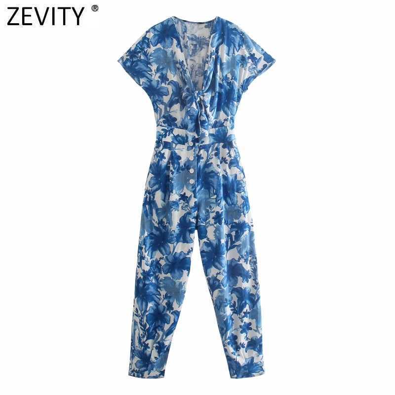 Zevity Women Fashion Knotted V Neck Floral Print Calf Length Jumpsuits Chic Lady Short Sleeve Elastic Waist Casual Rompers P1130 210603, As pic p1130o
Zevity Women Fashion Knotted V Neck Floral Print Calf Length Jumpsuits Chic Lady Short Sleeve Elastic Waist Casual Rompers P1130 210603, As pic p1130o