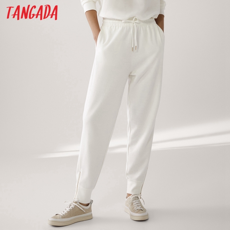 Fashion Woman White Women Cargo High Waist Pants Loose Trousers Joggers Female Sweatpants 6D89 210416