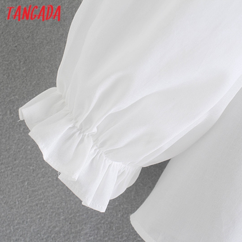 Women Retro Ruffles Beading Buttons Romantic Blouse Long Sleeve Chic Female Shirt Tops 4N22 210416