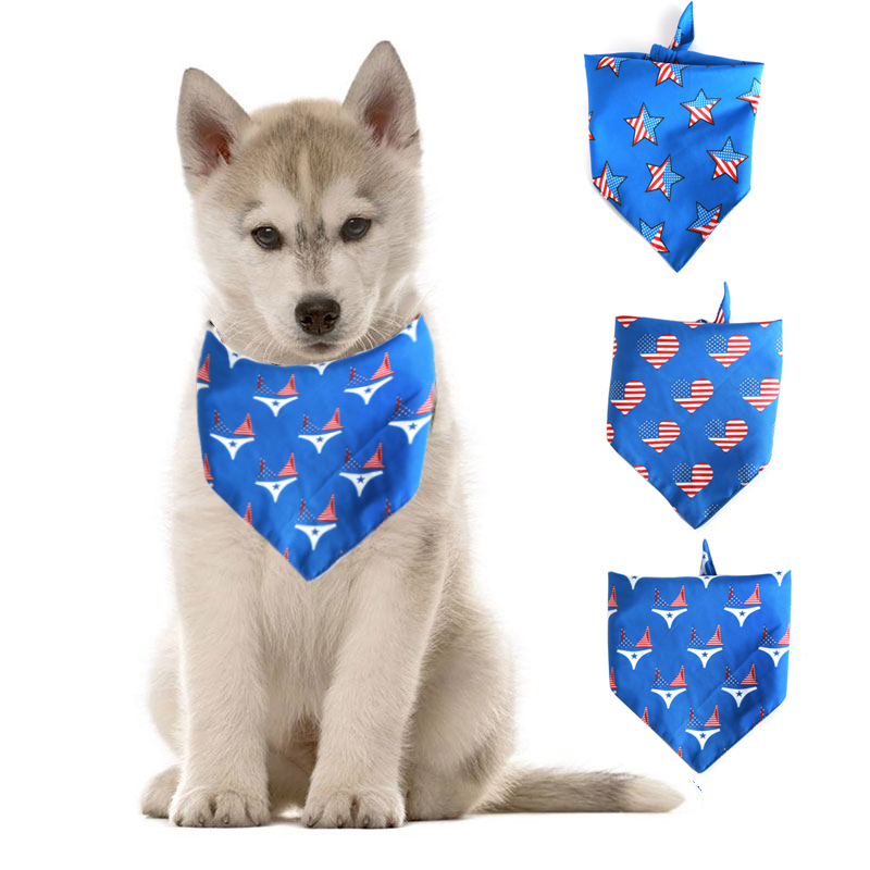 

Dog Bandanas American Flag Dog Scarfs Independence Day Bibs 4th of July Pet Costume Accessories for Medium Large Dogs