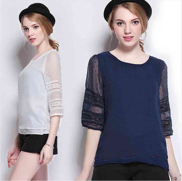 Summer Women Chiffon Lace Blouse Large Size Casual Blouses O Neck Elegant Shirts Women Plus Size Clothing S-5xl, White
Summer Women Chiffon Lace Blouse Large Size Casual Blouses O Neck Elegant Shirts Women Plus Size Clothing S-5xl, White
