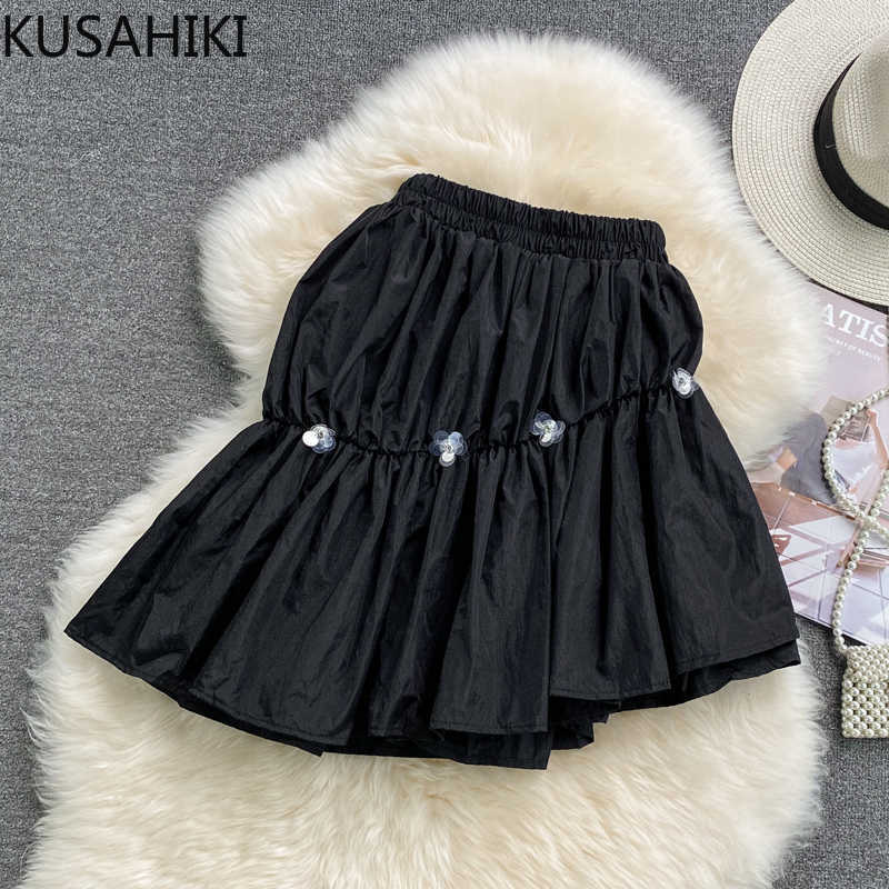 KUSAHIKI Summer Sweet Diamonds Flowers Skirt High Waist A-line Irregular Mini Woman Skirt Korean Mujer Faldas 6J423 210602, Black
KUSAHIKI Summer Sweet Diamonds Flowers Skirt High Waist A-line Irregular Mini Woman Skirt Korean Mujer Faldas 6J423 210602, Black