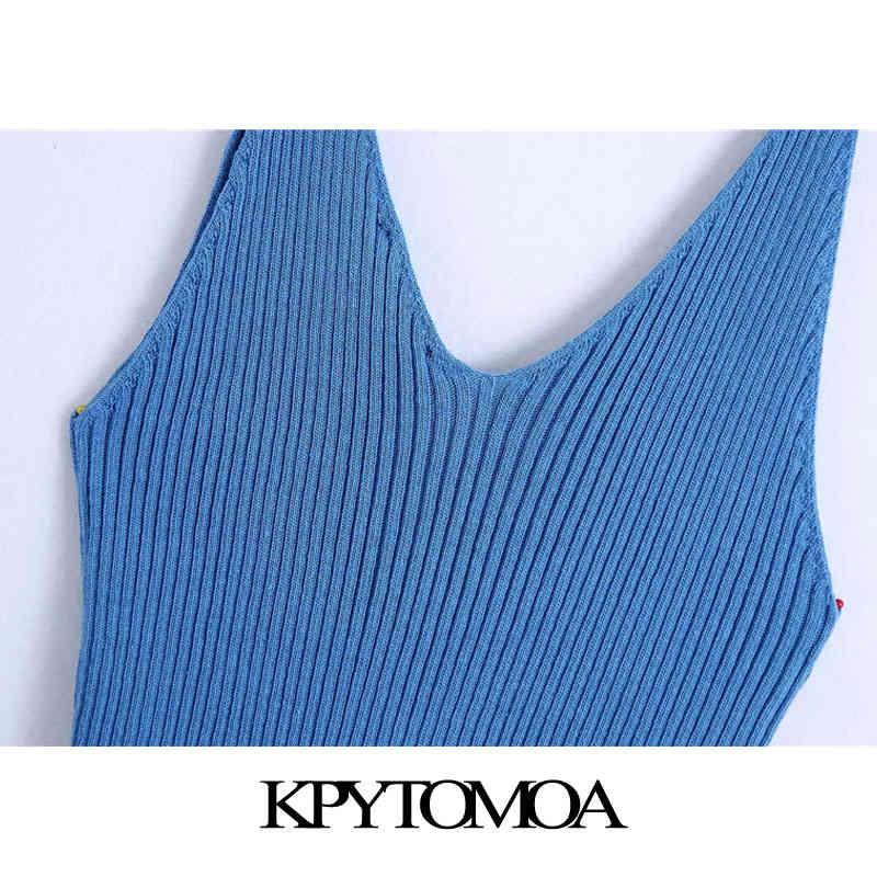 Women Fashion Patchwork Fruit Embroidery Ribbed Tank Tops Vintage V Neck Thin Straps Female Camis Mujer 210416