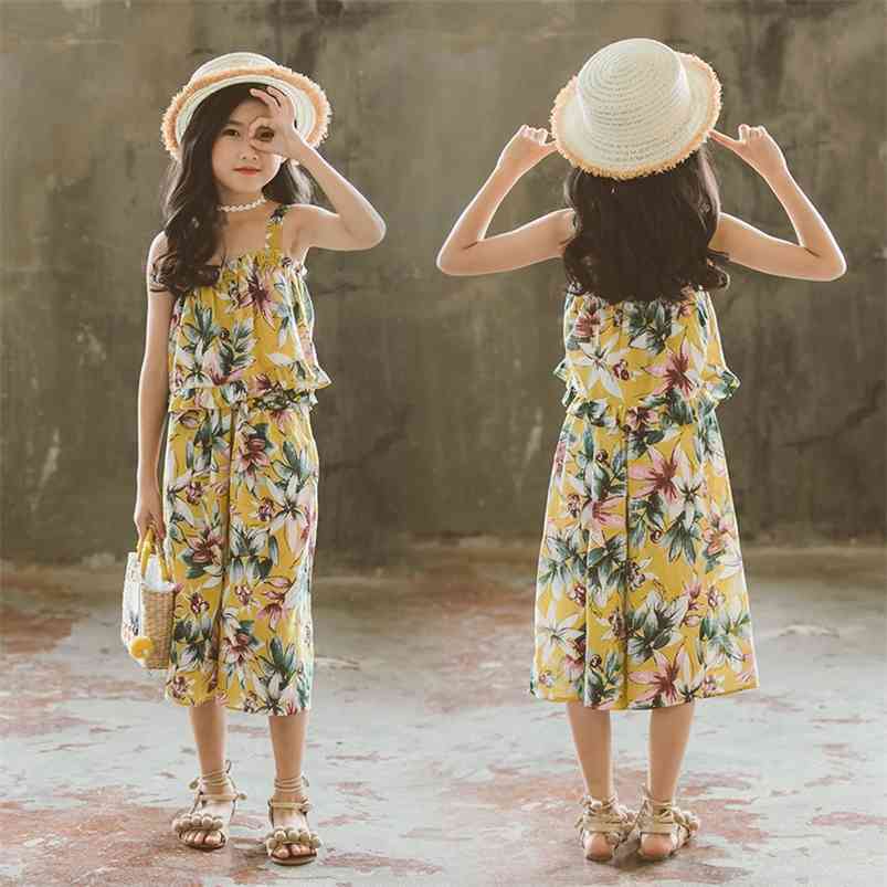 Summer Girls Clothing Set Sleeveless Flower Print Tops and Wide Leg Pants Korean Children Suspenders Outfit Teenage Clothes 210622, Flower set
Summer Girls Clothing Set Sleeveless Flower Print Tops and Wide Leg Pants Korean Children Suspenders Outfit Teenage Clothes 210622, Flower set
