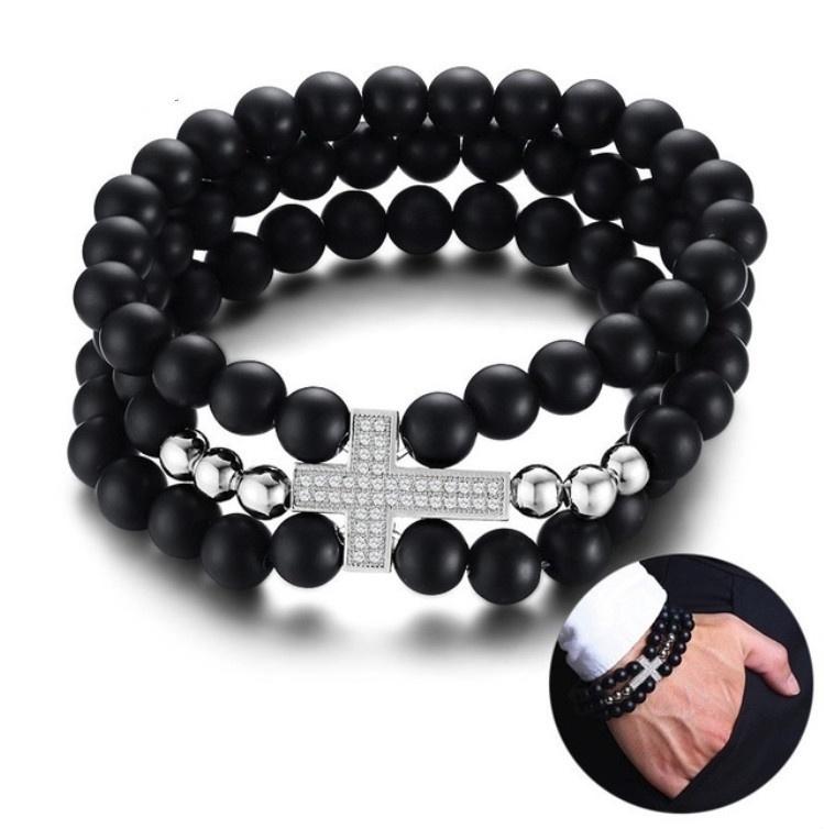 Beaded, Strands Classic 3 Layer Beads Men's Bracelet Cross Charm Black Stone Beaded Male Jewelry
Beaded, Strands Classic 3 Layer Beads Men's Bracelet Cross Charm Black Stone Beaded Male Jewelry