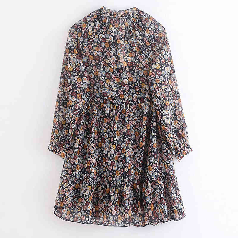 Summer Boho Floral Print Dress Women Lantern Long Sleeve Pleated es V Neck Beach Mini Female Roupa Feminina 210508