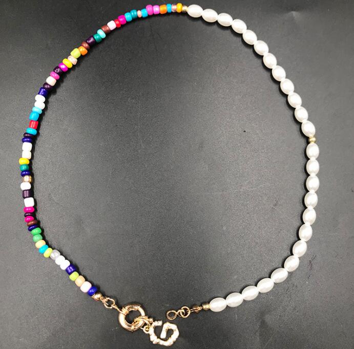 Gothic Baroque Pearl Pendant Choker Necklace for Women Initial 26 Letter Wedding Punk Bead Lariat Gold Color Chain Jewelry GC468