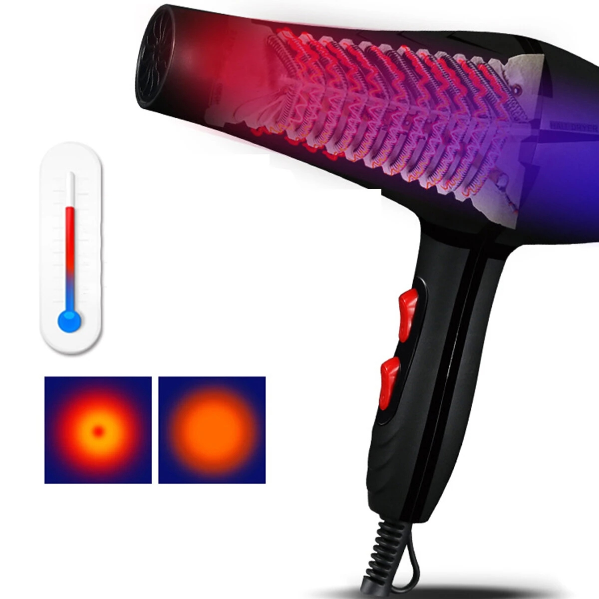 900W Pet Hair Dryer 6 Gear Adjustment Low Noise Big Wind Blower Hairdryer