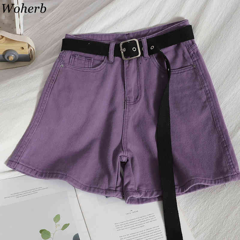 Summer High Waist Denim Shorts Women Casual Loose Ladies Fashion All Match Wide Leg Short Jeans Female 210519