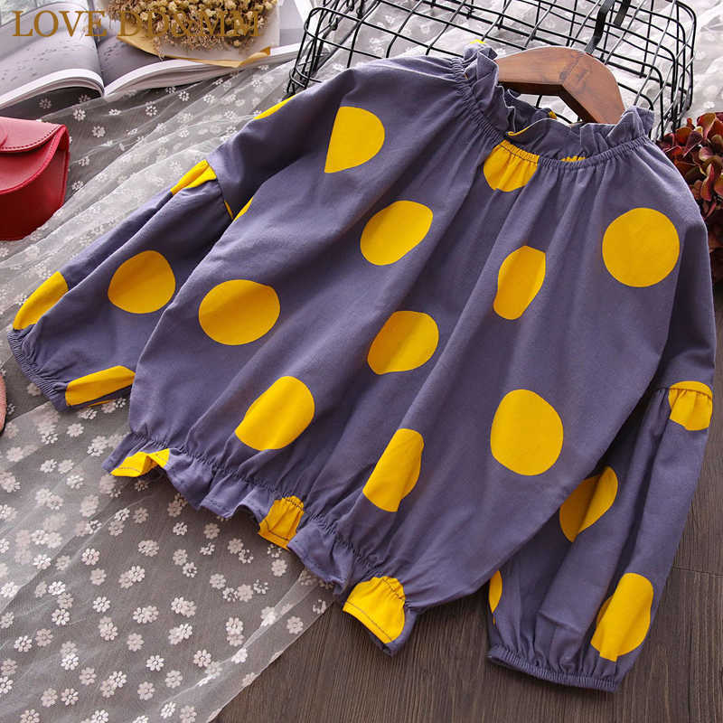 LOVE DD&MM Girl Shirts Children's Wear Girls Casual Cute Wooden Ear Polka Dot Long Sleeved Waist Bottoming Shirts 210715