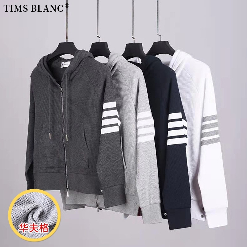 1906-8 waffle zipper jacket new TB men's and women's lovers' four bar leisure sports Hoodie, White
1906-8 waffle zipper jacket new TB men's and women's lovers' four bar leisure sports Hoodie, White