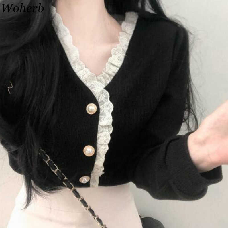 Woherb Korean Chic Lace Patchwork Blouse Woman Blusas Mujer De Moda V-neck Ruffles Fashion Temperament Shirt Tops 4G554 210721, Black
Woherb Korean Chic Lace Patchwork Blouse Woman Blusas Mujer De Moda V-neck Ruffles Fashion Temperament Shirt Tops 4G554 210721, Black