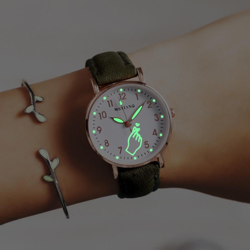 Wristwatches Luminous Watch Night Glowing Women Cute Leather Watches Simple Small Dial Quartz Clock Wrist For Girls, Pink -2
Wristwatches Luminous Watch Night Glowing Women Cute Leather Watches Simple Small Dial Quartz Clock Wrist For Girls, Pink -2