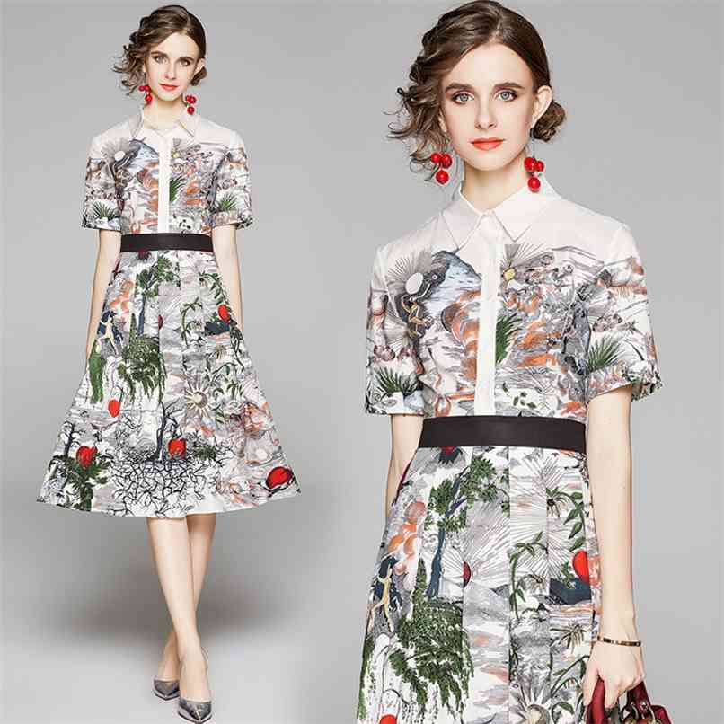 Vintage Women Short Sleeve Single-Breasted Shirt Dresses Female Casual Flower Print Slim Waist A-Line Midi Dress Vestidos 210520, The picture color
Vintage Women Short Sleeve Single-Breasted Shirt Dresses Female Casual Flower Print Slim Waist A-Line Midi Dress Vestidos 210520, The picture color