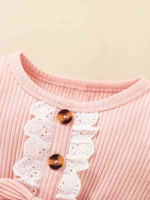 Baby Floral Schiffy Trim Bow Front Dress With Headband SHE