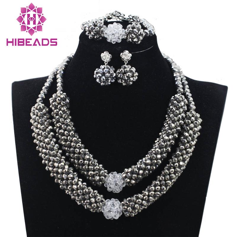 Earrings & Necklace Chunky Silver Beads Jewelry Set Metallic Crystal Statement African For Brides Gift ABH204, As pic
Earrings & Necklace Chunky Silver Beads Jewelry Set Metallic Crystal Statement African For Brides Gift ABH204, As pic