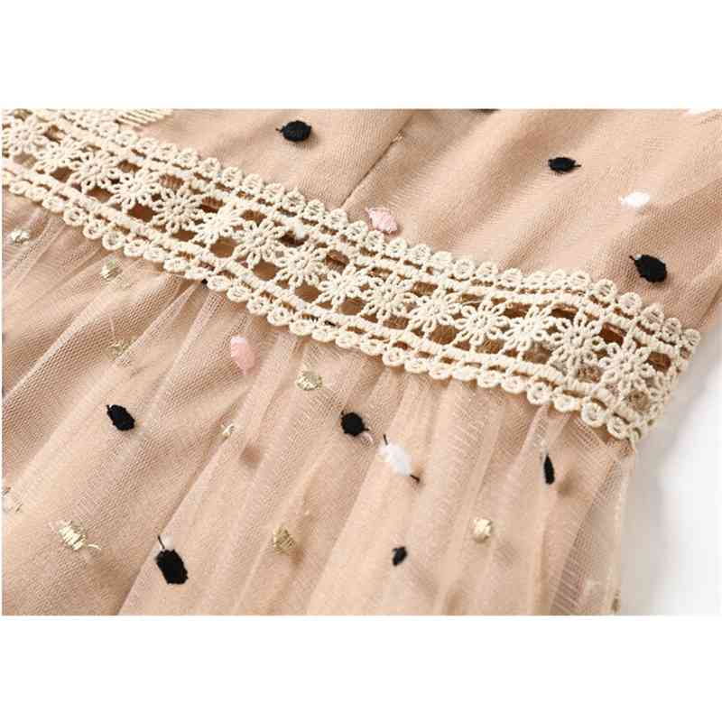 Summer Fashion Runway Party Dress Women Lace Mesh Flowers Embroidery Ladies Vintage Midi es Vestidos 210520