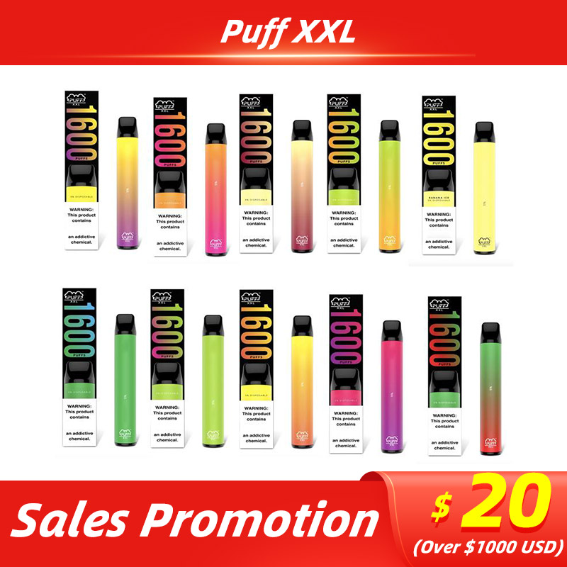Puff XXL 1600 Disposable Vape Pen bar Kit E cigarette Bars Vaporizer Xtra BANG Colors Carts
Puff XXL 1600 Disposable Vape Pen bar Kit E cigarette Bars Vaporizer Xtra BANG Colors Carts