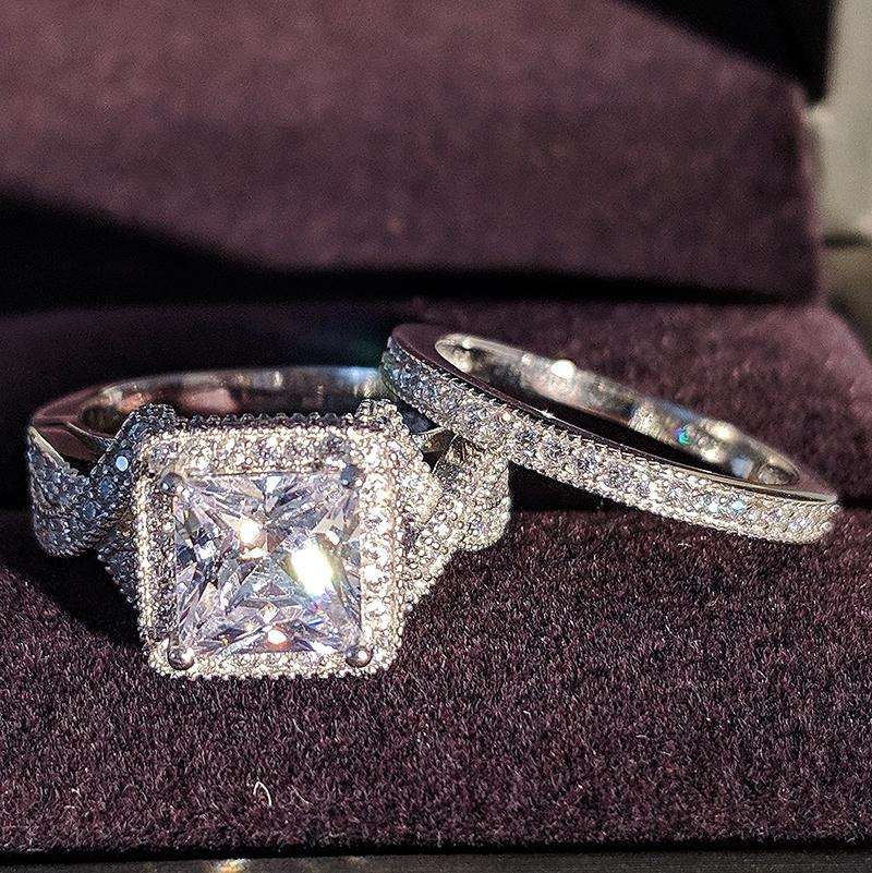 Cluster Rings Solid Original 925 Sterling Silver Wedding Ring Set For Bride Couple Band Engagement Anel Women Fashion Jewelry R4973S
Cluster Rings Solid Original 925 Sterling Silver Wedding Ring Set For Bride Couple Band Engagement Anel Women Fashion Jewelry R4973S