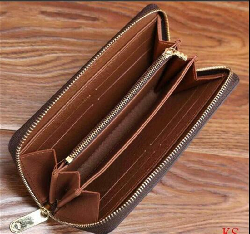 Hot ZIPPY WALLET Real Leather with additional credit card slots high quality leather women purse Classical long wallet With Box