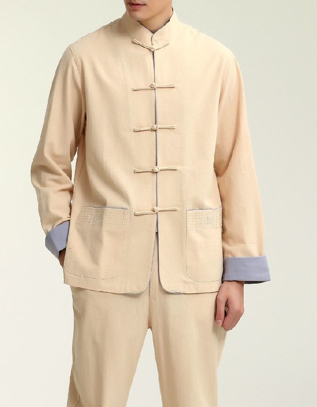 wing chun kung fu clothes suit Cotton&linen men tang suits lay tai chi suit IP MAN uniforms clothing BLUE/BEIGE