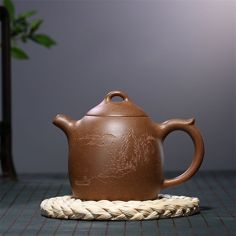Quality Large capacity 420ml Yixing tea pot purple clay teapot Handmade kettle Raw ore Teaware Chinese Tea ceremony supplies 210813