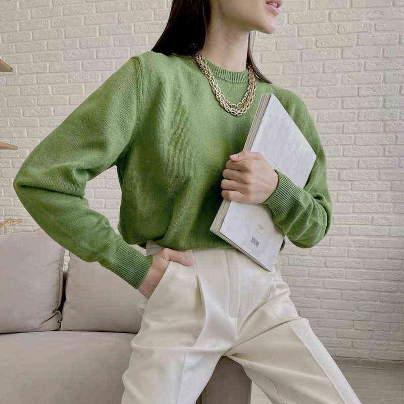 Hirsionsan Basic Khaki Knitted Cashmere Sweaters Women Winter Loose Solid Ladies Pullovers Warm Casual Knitwear Jumper 211109