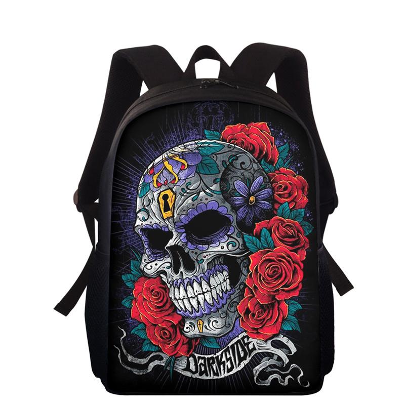 15inch School Backpack For Teenager Student Schoolbag Skull Rose Print Horror Style Boys Gilrs Kids Book Bags Rucksack Mochila
15inch School Backpack For Teenager Student Schoolbag Skull Rose Print Horror Style Boys Gilrs Kids Book Bags Rucksack Mochila
