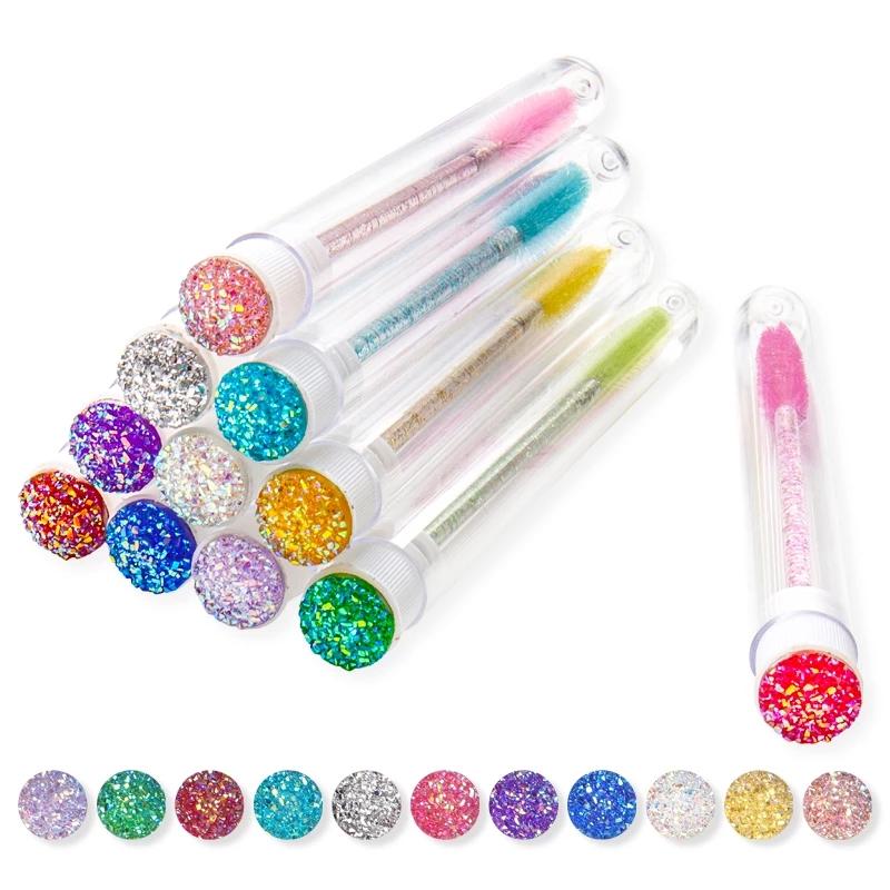 Makeup Brushes Reusable Eyebrow Brush Tube Disposable Eyelash Replaceable Dust-proof Sparkling Broken Diamond