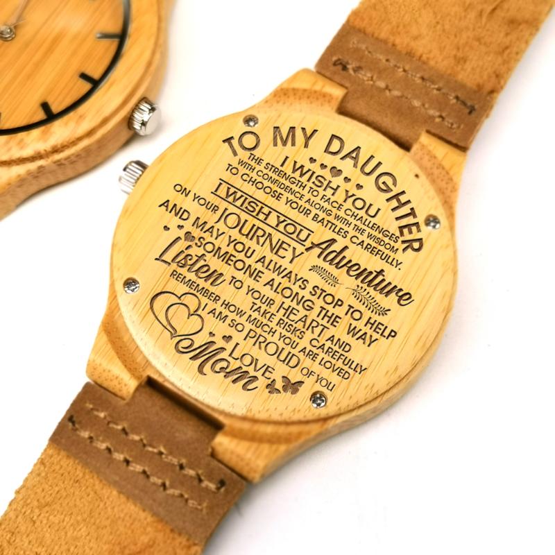 To My Daughter Engraved Wooden Watch And Never Forget Your Way Back Love Mom Wristwatches, Av4815
To My Daughter Engraved Wooden Watch And Never Forget Your Way Back Love Mom Wristwatches, Av4815