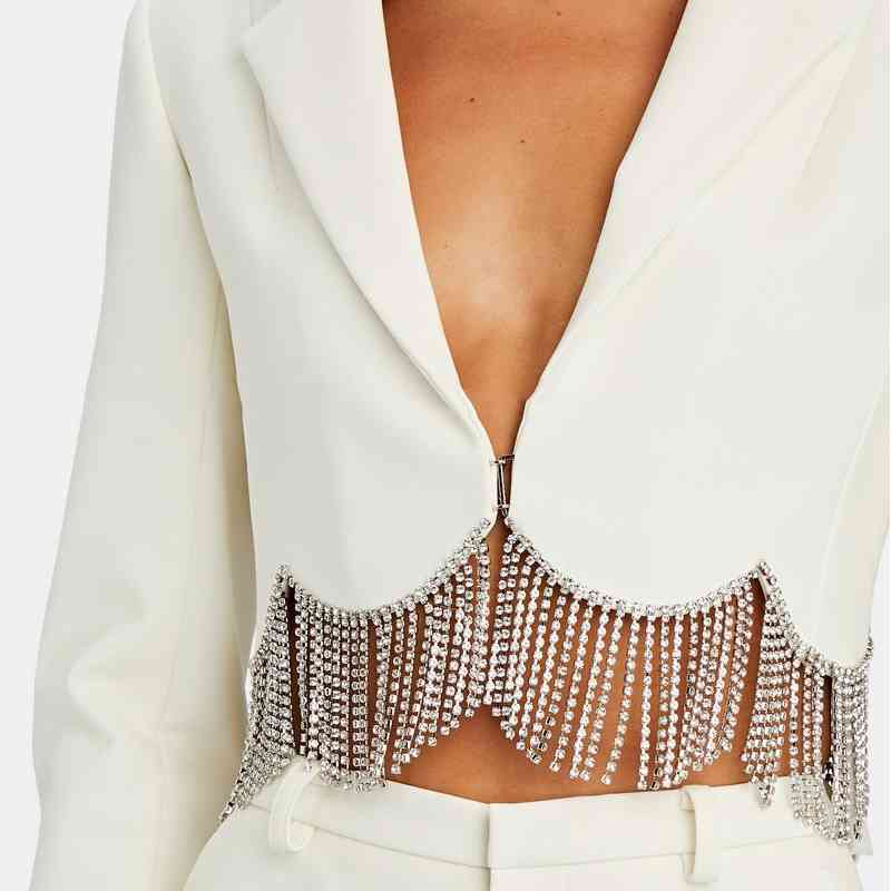 Short Blazer Mini Skirt Two Piece Set Women Tassels High Waist Sexy Suits Spring Streetwear 210708