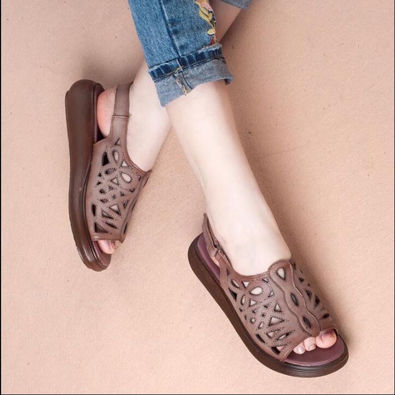 Women's Sandals Summer Handmade Genuine Leather Ladies Women Flats Retro Style Mother Shoes Flat, Black
Women's Sandals Summer Handmade Genuine Leather Ladies Women Flats Retro Style Mother Shoes Flat, Black