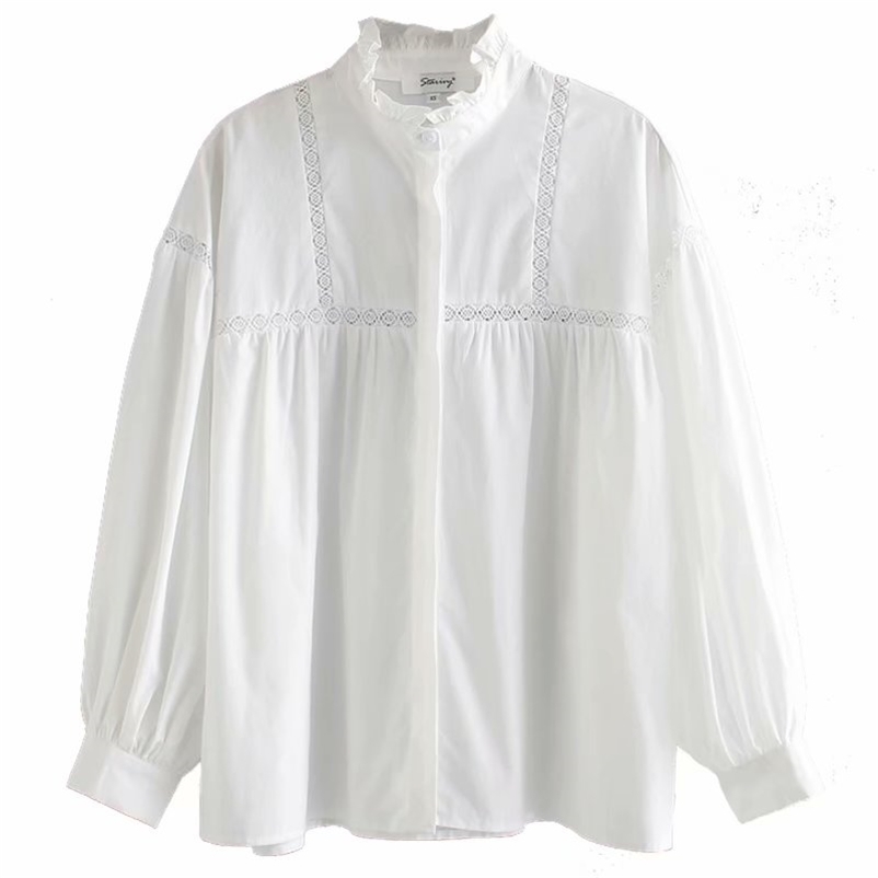 Loose wood ear lace long-sleeved shirt Office Lady Retro Tops Women Casual Long Sleeve 210524, White
Loose wood ear lace long-sleeved shirt Office Lady Retro Tops Women Casual Long Sleeve 210524, White