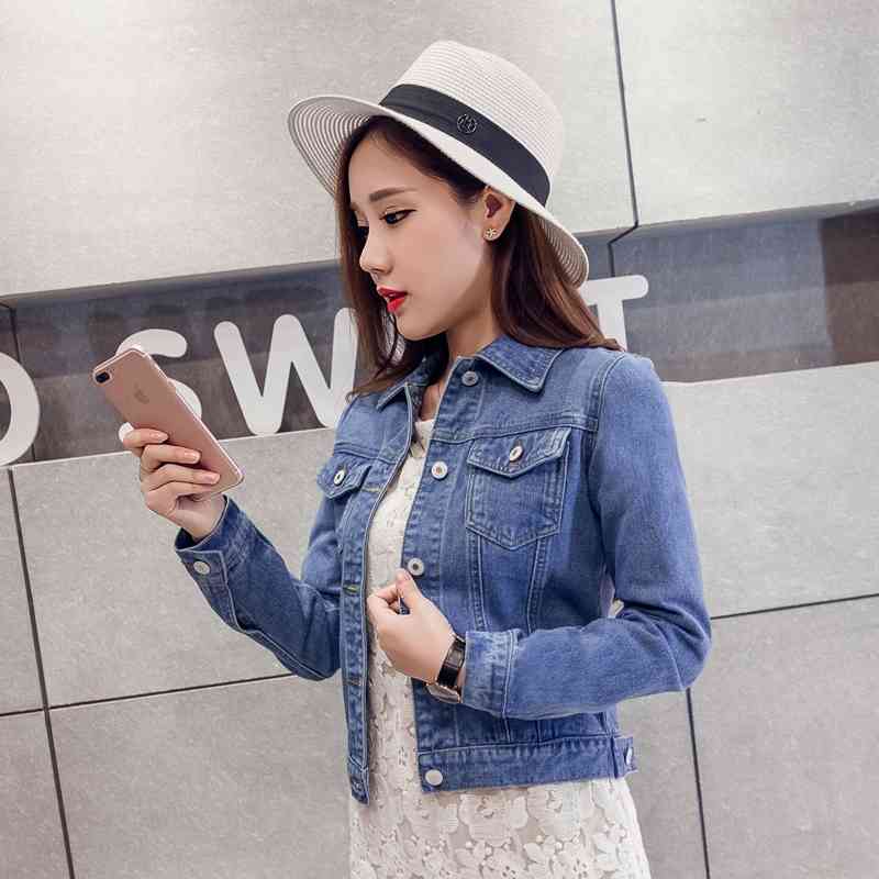 Jean Jacket Women Long Sleeve Short Denim Jacket Blue Denim Coat Women Cardigan Jacket Women Coats And Jackets C177 210602