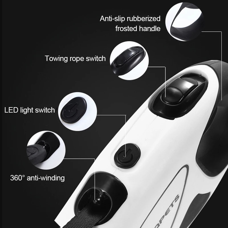 Pet supplies dog automatic retractable fiber traction belt night safety LED light automatic stretching