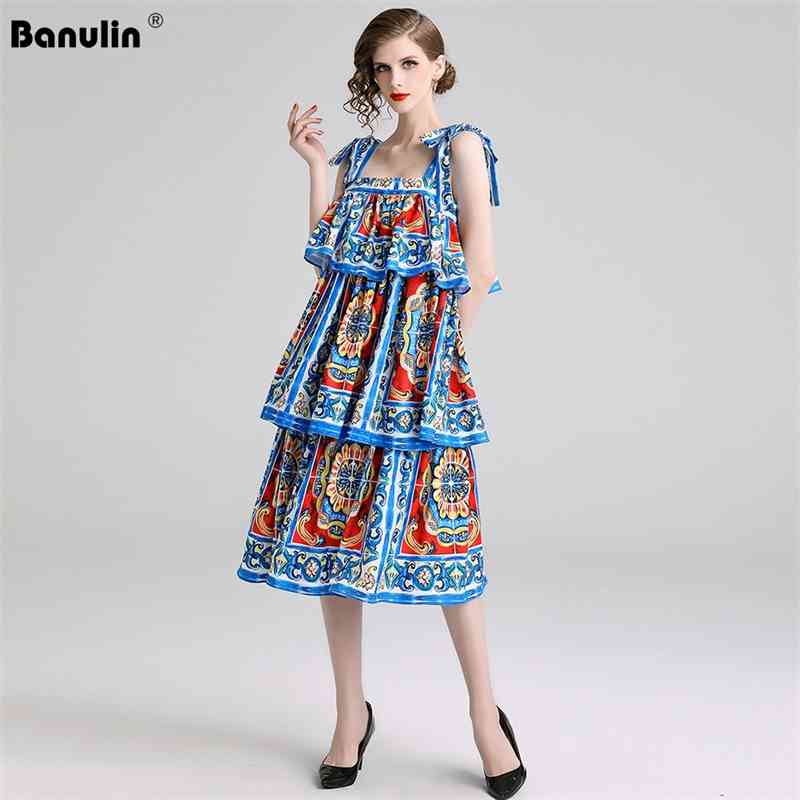 Banulin Runway Summer Tiered Ruffles Cake Dress Women's Elegant Painted Pottery Print Vacation Party Bow Spaghetti Strap 210603, Design and color
Banulin Runway Summer Tiered Ruffles Cake Dress Women's Elegant Painted Pottery Print Vacation Party Bow Spaghetti Strap 210603, Design and color