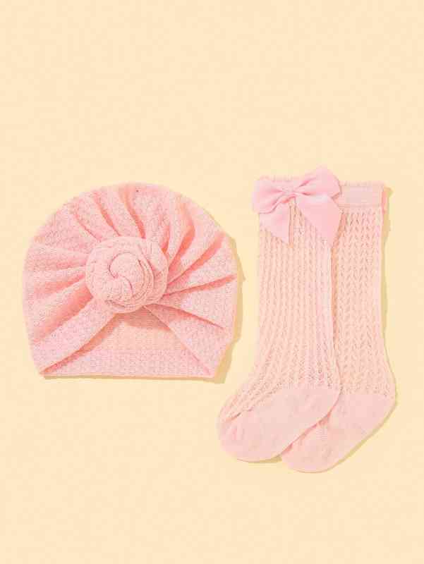 Baby Bow Decor Socks & Head Wrap SHE02