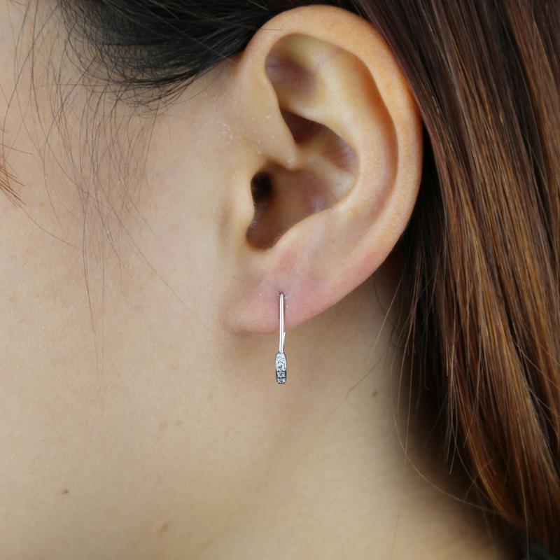 Stud Arrival Tiny Cute 925 Sterling Silver Cz Paved Safety Pin Long Earrings Ear Threader Fashion Jewelry Exquisite