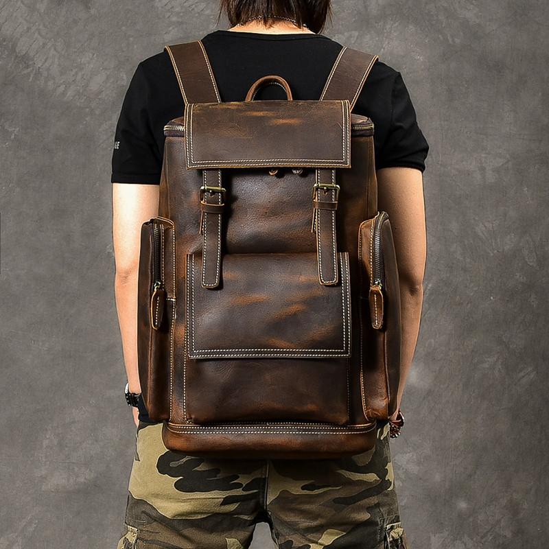 Backpack Brand Crazy Horse Leather Men's Large Capacity Genuine Shoulder Bags Vintage 17.2" Laptop Travel Bolsa, Coffee
Backpack Brand Crazy Horse Leather Men's Large Capacity Genuine Shoulder Bags Vintage 17.2" Laptop Travel Bolsa, Coffee