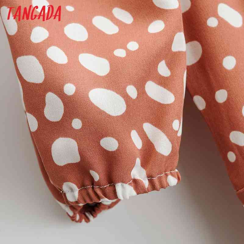 Summer Women Dots Print French Style Puff Short Sleeve Ladies Midi Dress Vestidos 1F83 210416