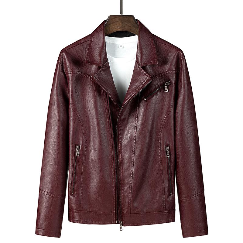 Men Spring Brand Causal Vintage Leather Jacket Coat Outfit Design Motor Biker Zip Pocket PU Men's Jackets